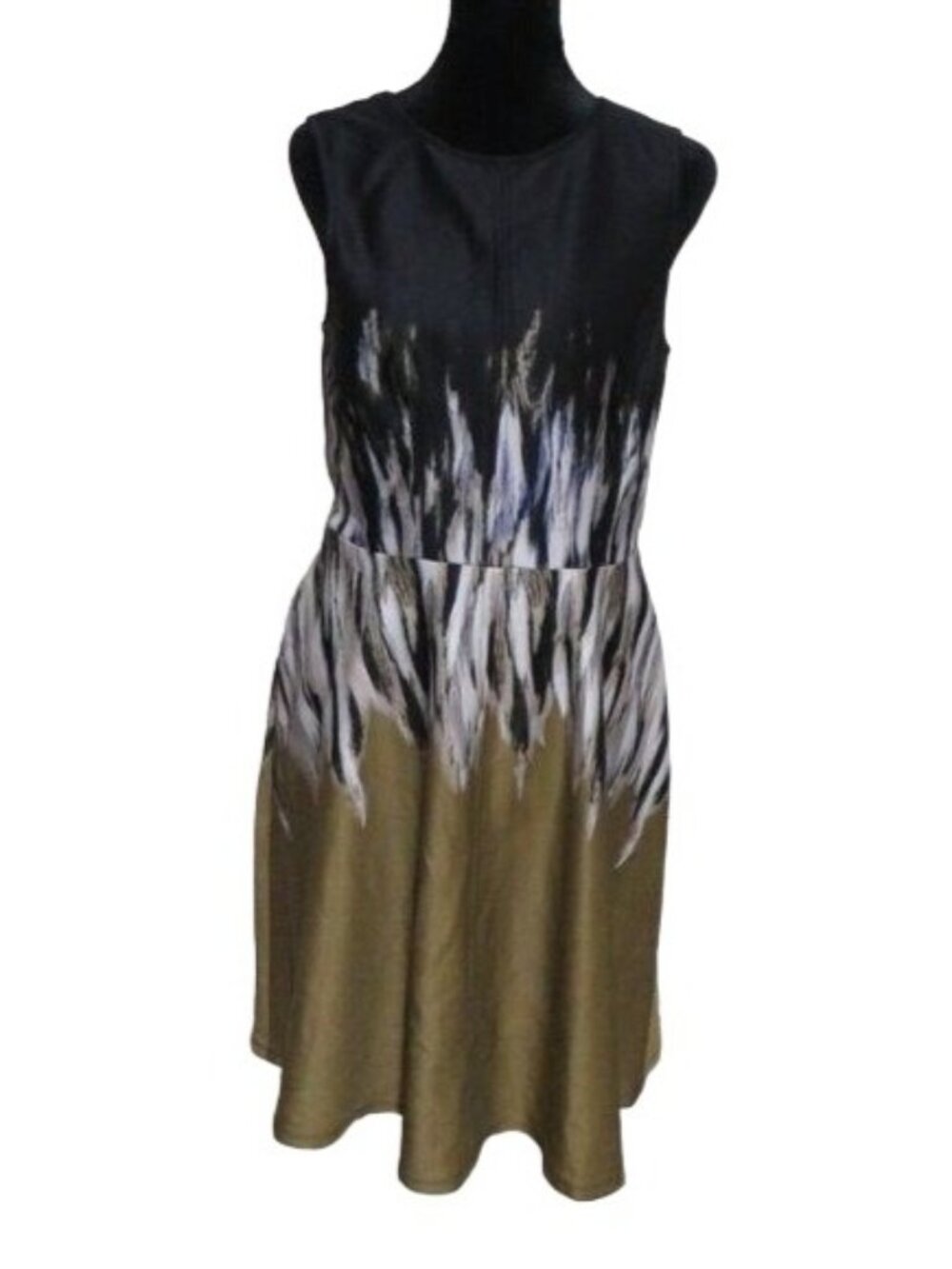 Vince Camuto Bohemian Abstract Crew neck sleeveless midi flare dress size 8